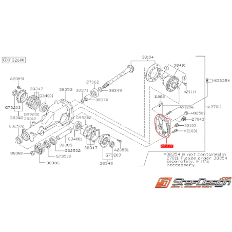 Couvercle de pont arrière origine SUBARU STI 01-07