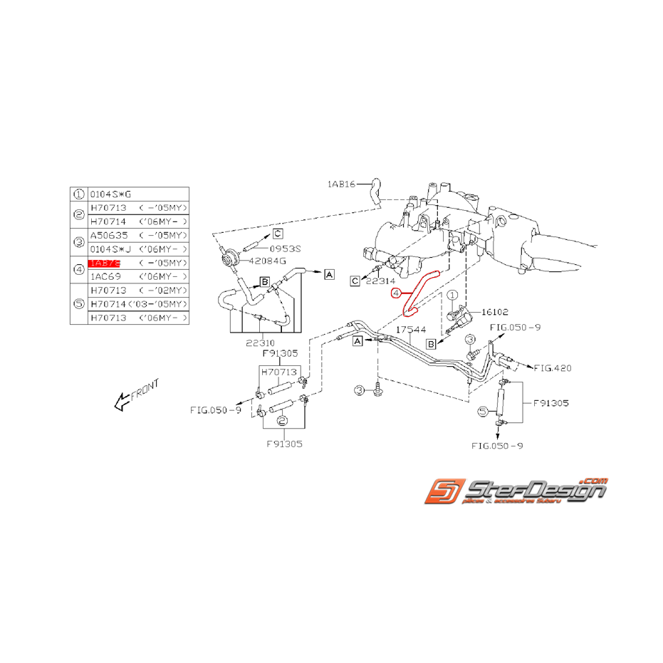 Durite de solénoïde de collecteur d'admission WRX/STI 01-05
