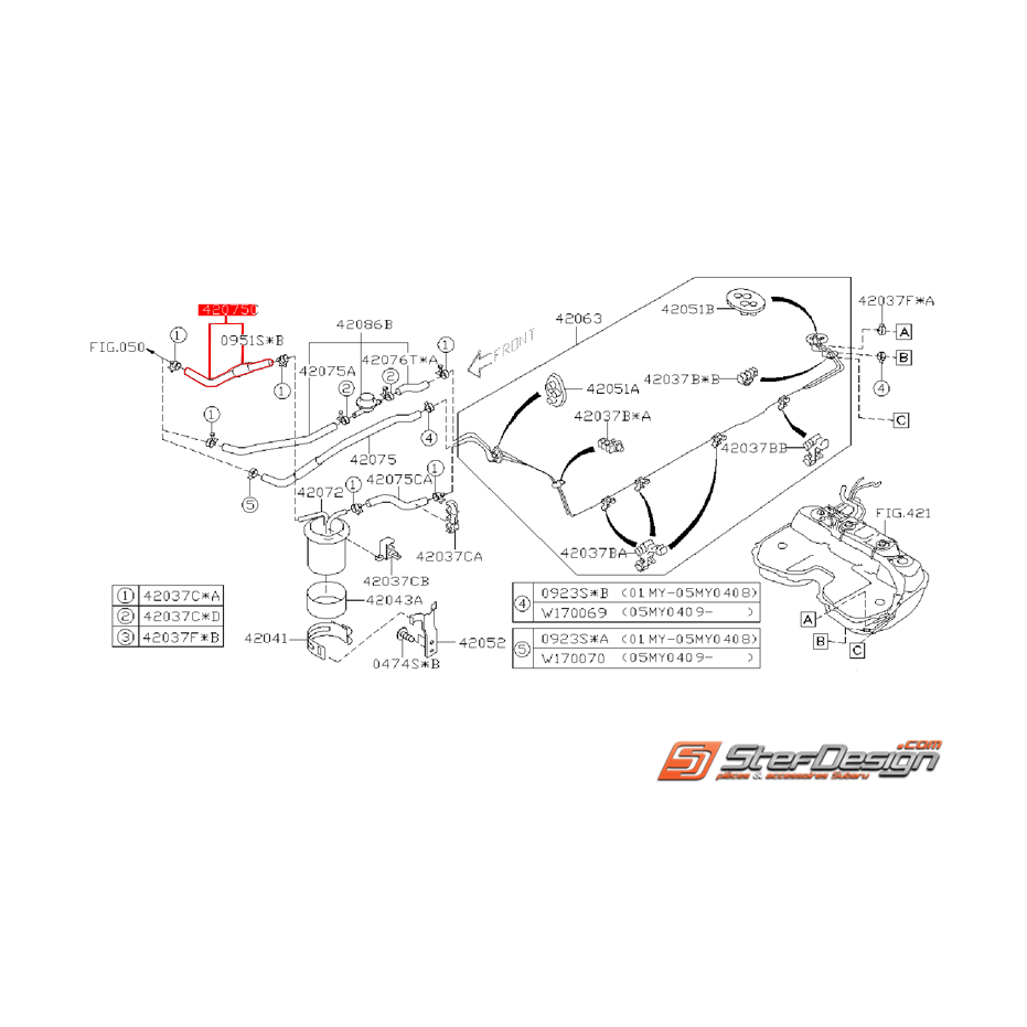 Durite d'arrivée de carburant SUBARU WRX/STI 01-02