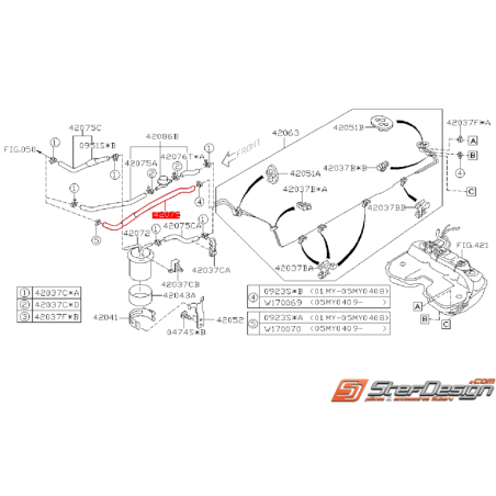 Durite évaporateur de carburant SUBARU WRX/STI 01-07