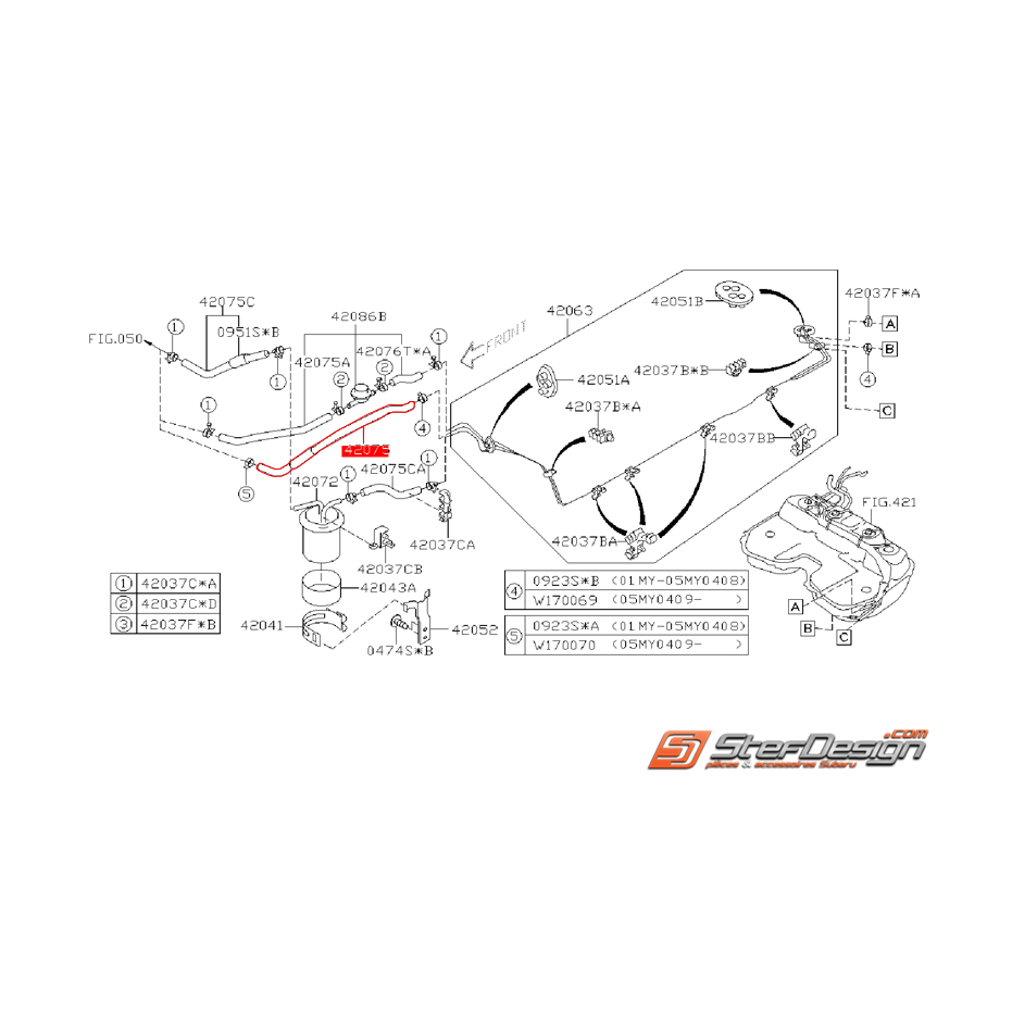 Durite évaporateur de carburant SUBARU WRX/STI 01-07