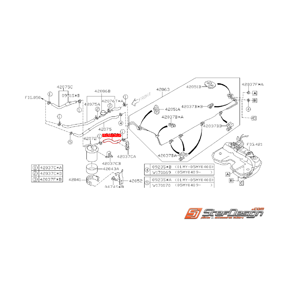 Durite de retour de carburant du filtre a essence WRX/STI 01-05