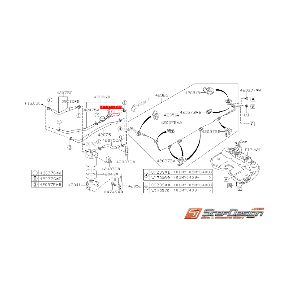 Durite de carburant de valve purge SUBARU WRX/STI 01-07
