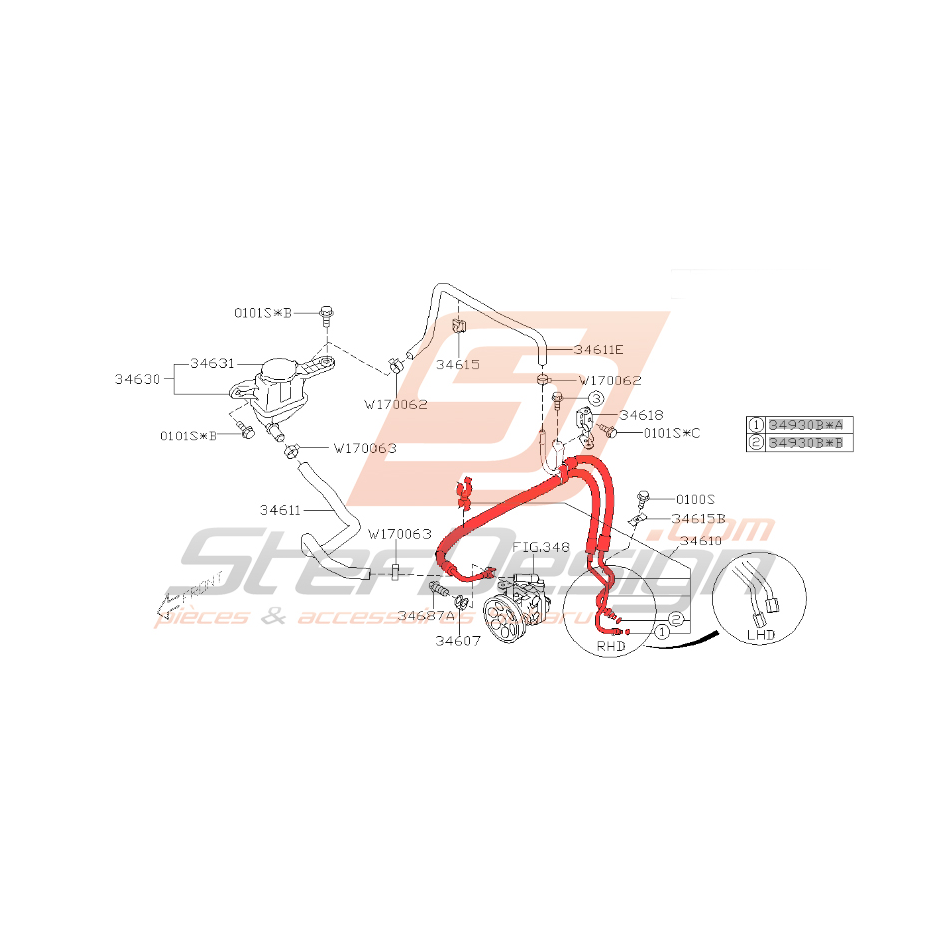 Durite de direction assistée pour subaru WRX 2008 Durite de direction assistée pour subaru WRX 2008