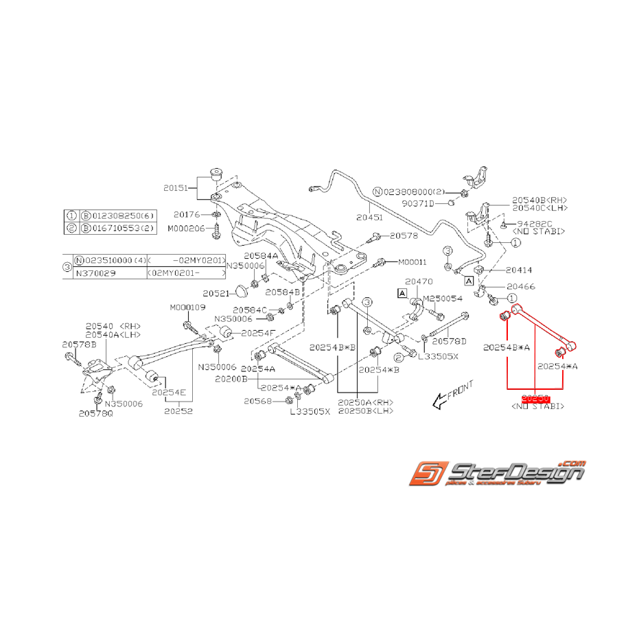 Tirants arrières origine SUBARU STI 2004