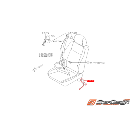 Attache ceinture de sécurité avant gauch SUBARU STI 2003-2004