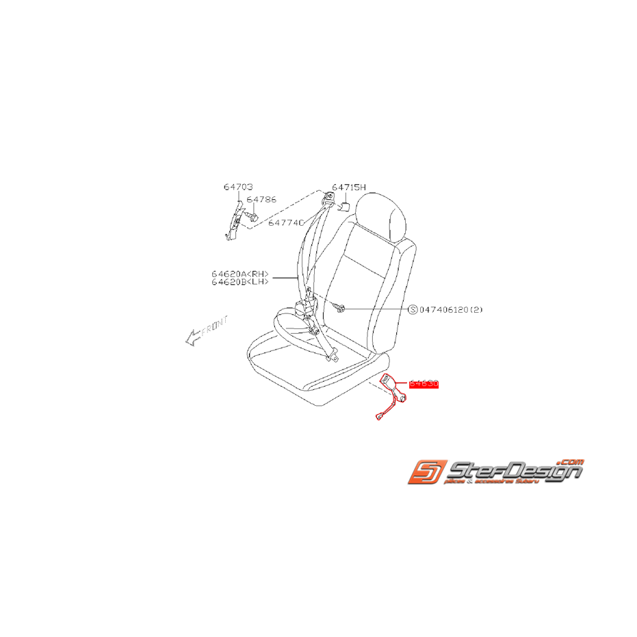 Attache ceinture de sécurité avant gauch SUBARU STI 2003-2004