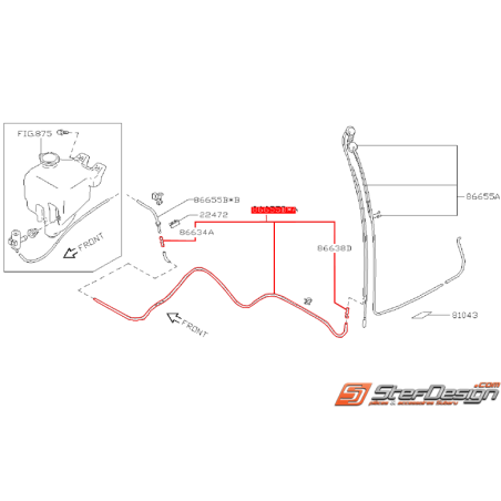 Durite d'alimentation de lave glace arrière SUBARU GT 97-00