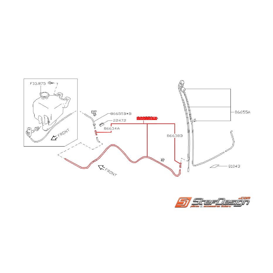 Durite d'alimentation de lave glace arrière SUBARU GT 97-00