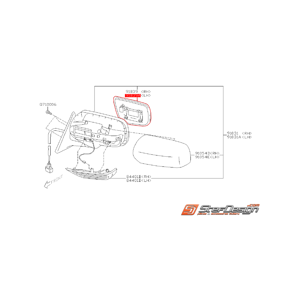 Vitre de rétroviseur non dégivrante SUBARU FORESTER 2.5 XT 2007 