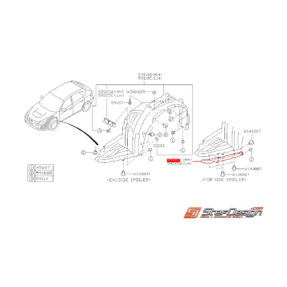 Extension de pare boue avant SUBARU WRX 08-11 Extension de pare boue avant SUBARU WRX 08-11