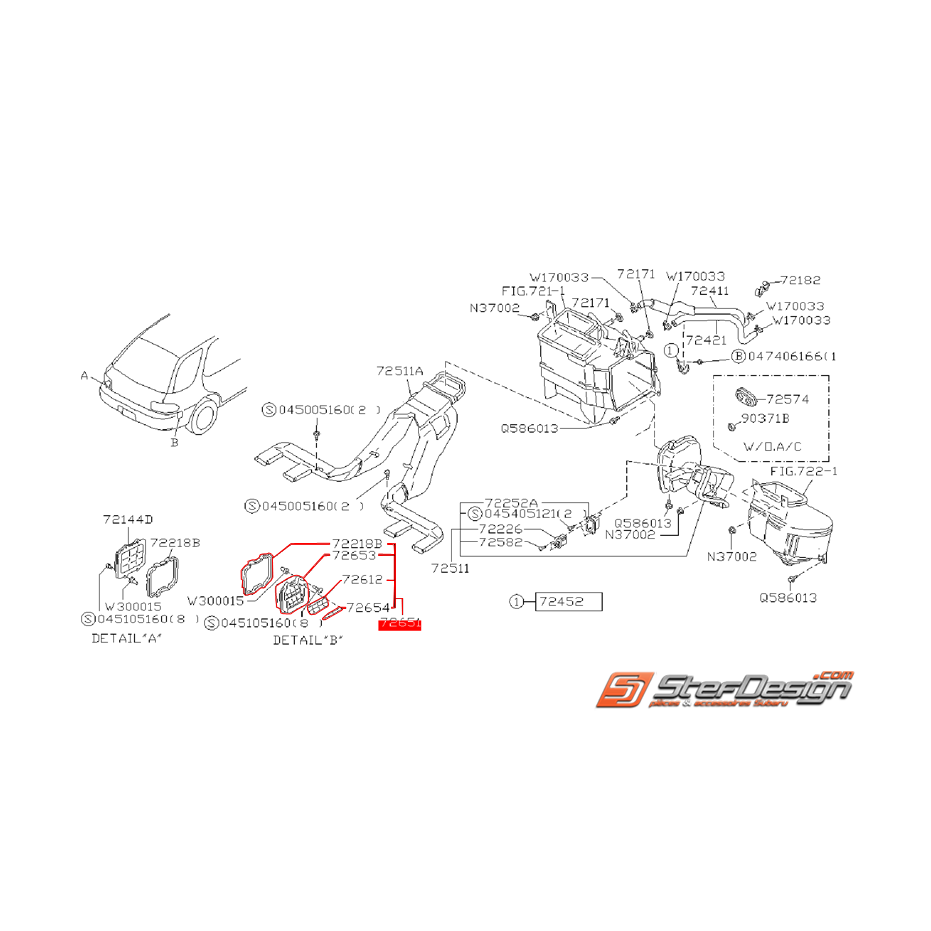 Grille d'aération côté droit d'aile arrière SUBARU GT 93-00 Grille d'aération côté droit d'aile arrière SUBARU GT 93-00