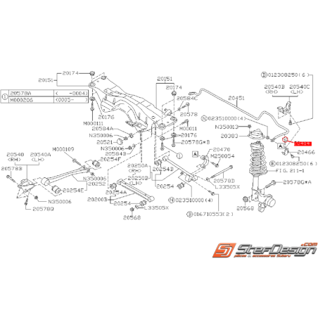 Silent bloc arrière de barre stabilisatrice 12mm SUBARU FORESTER 2000 Atmo