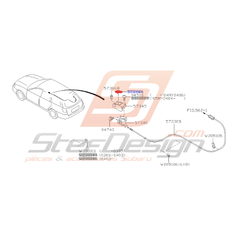 Poignée d'ouverture de trappe essence WRX 2003 break