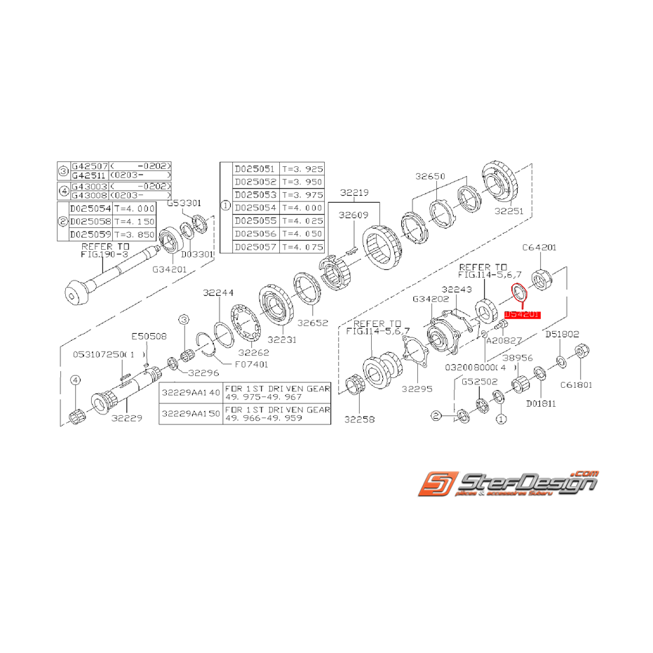 Rondelle de blocage boite 5 vitesses SUBARU GT 99-00 