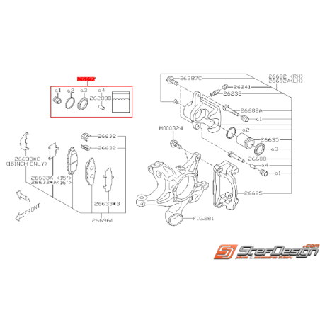 Kit réparation d'étrier arrière SUBARU BRZ 2013-2016