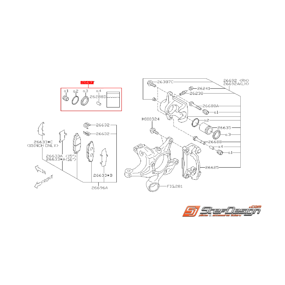 Kit réparation d'étrier arrière SUBARU BRZ 2013-2016