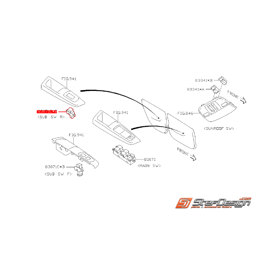 Bouton lève vitre arrière SUBARU WRX/STI 08-14