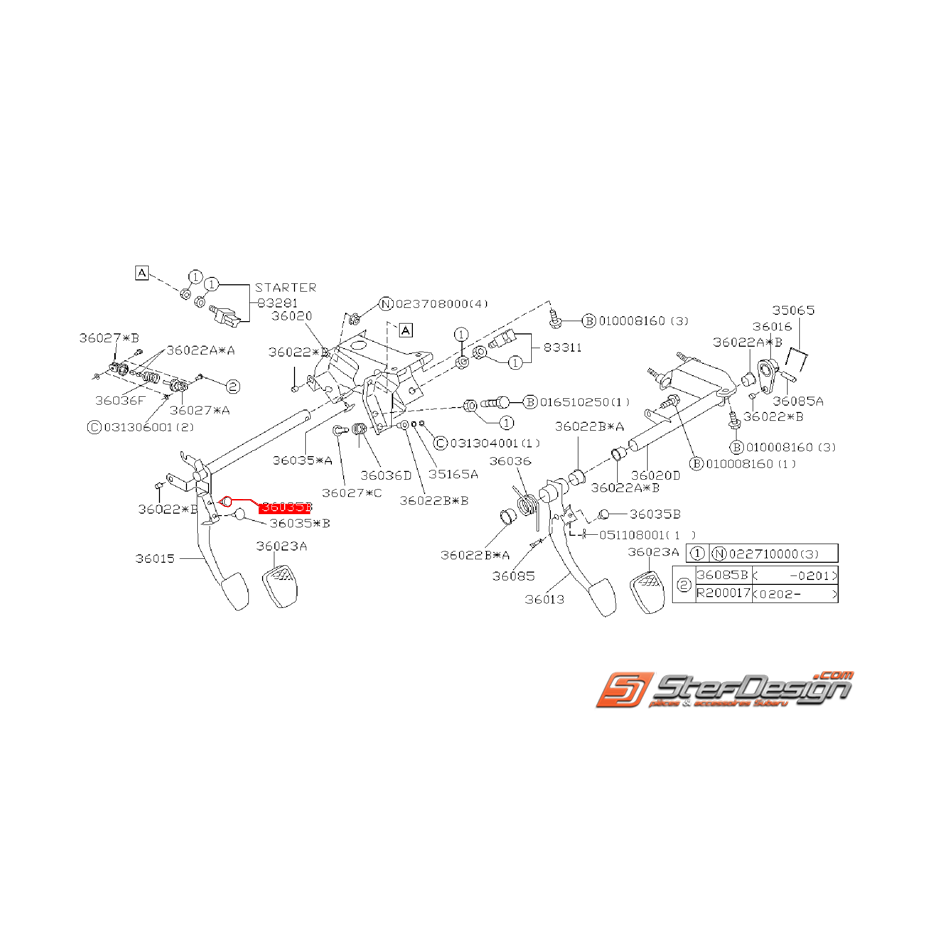 Butée de pédale origine SUBARU GT 93-00