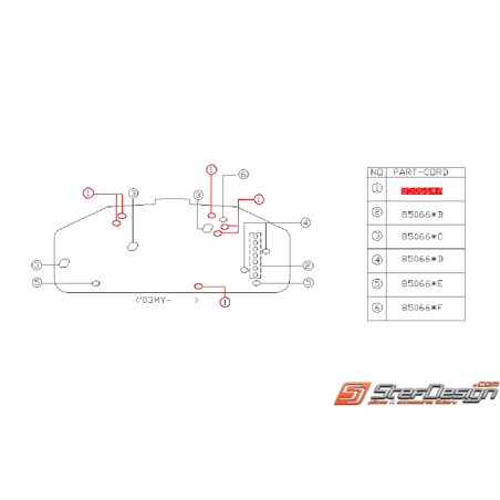 Ampoule de compteur (Repere 1) SUBARU WRX/STI 2001-2005