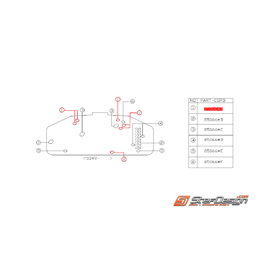 Ampoule de compteur (Repere 1) SUBARU WRX/STI 2001-2005