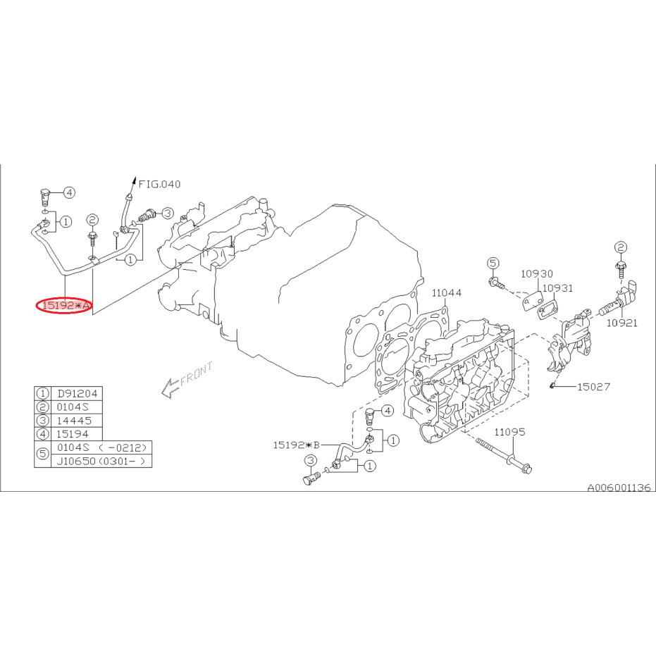 Durite d'huile avcs/turbo SUBARU STI 01-05 Durite d'huile avcs/turbo SUBARU STI 01-05