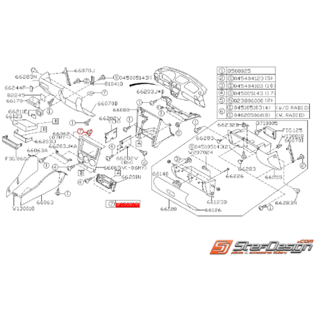 Clips de fixation de console centrale origine SUBARU WRX/STI 01-07