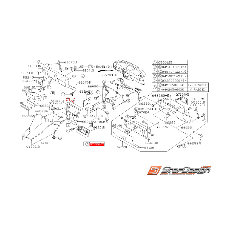 Clips de fixation de console centrale origine SUBARU WRX/STI 01-07 Clips de fixation de console centrale origine SUBARU WRX/STI 01-07
