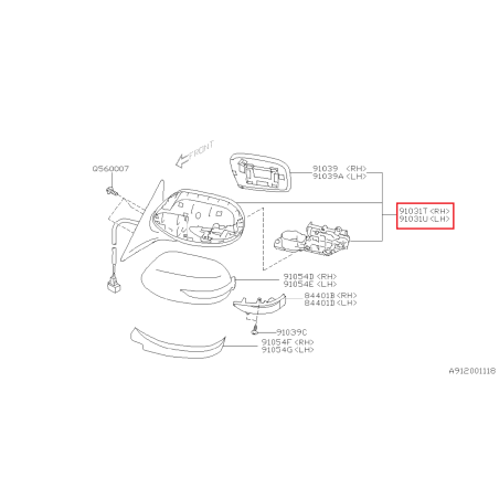 Rétroviseur origine avec vitre non dégivrante STI 11-14