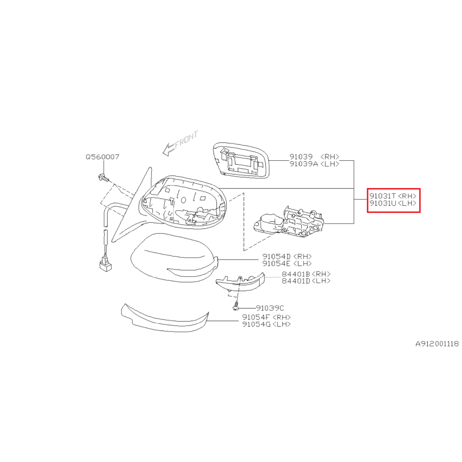 Rétroviseur origine avec vitre non dégivrante STI 11-14