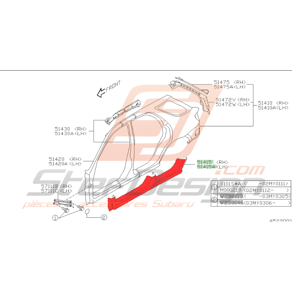 Bas de caisse tôle WRX 8 Break