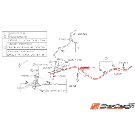 Câble de frein a main origine SUBARU 1.6 Break côté gauche