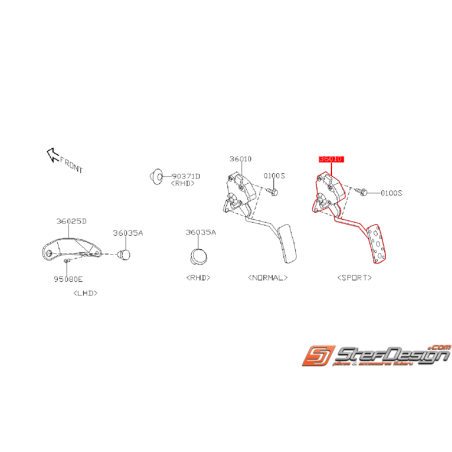 Pédale d'accélérateur "SPORT" origine SUBARU WRX/STI 06-07