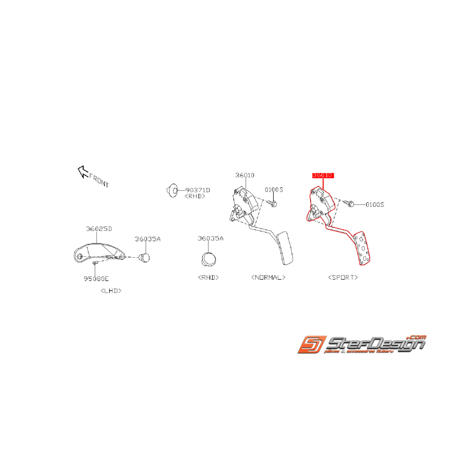 Pédale d'accélérateur "SPORT" origine SUBARU WRX/STI 06-07