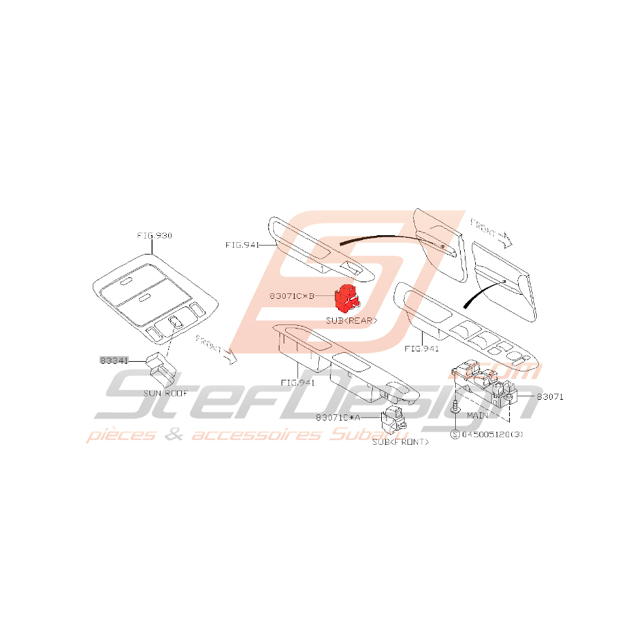 Bouton lève vitre arrière Forester 2009