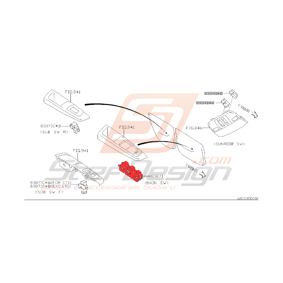 Interrupteur lève vitre avant gauche STI 2011