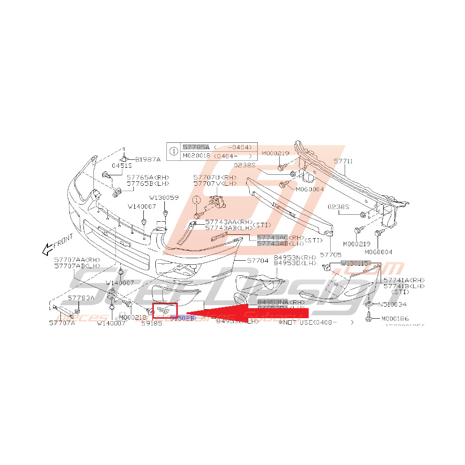 Autocollant Subaru Technica International de cache anti-brouillard STI 2004 RHD