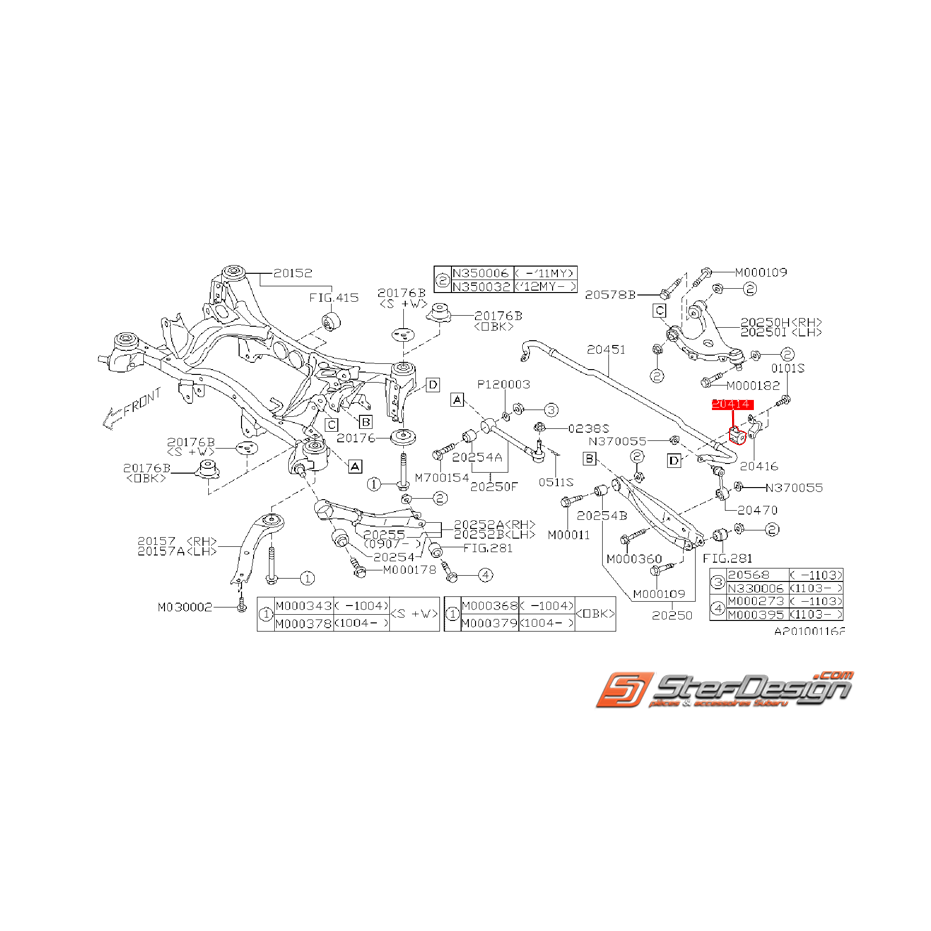 Silent bloc de barre stabilisatrice SUBARU LECAGY DIESEL 2009 