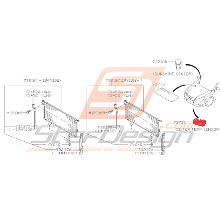 Capteur de température extérieure pour Subaru legacy 2010