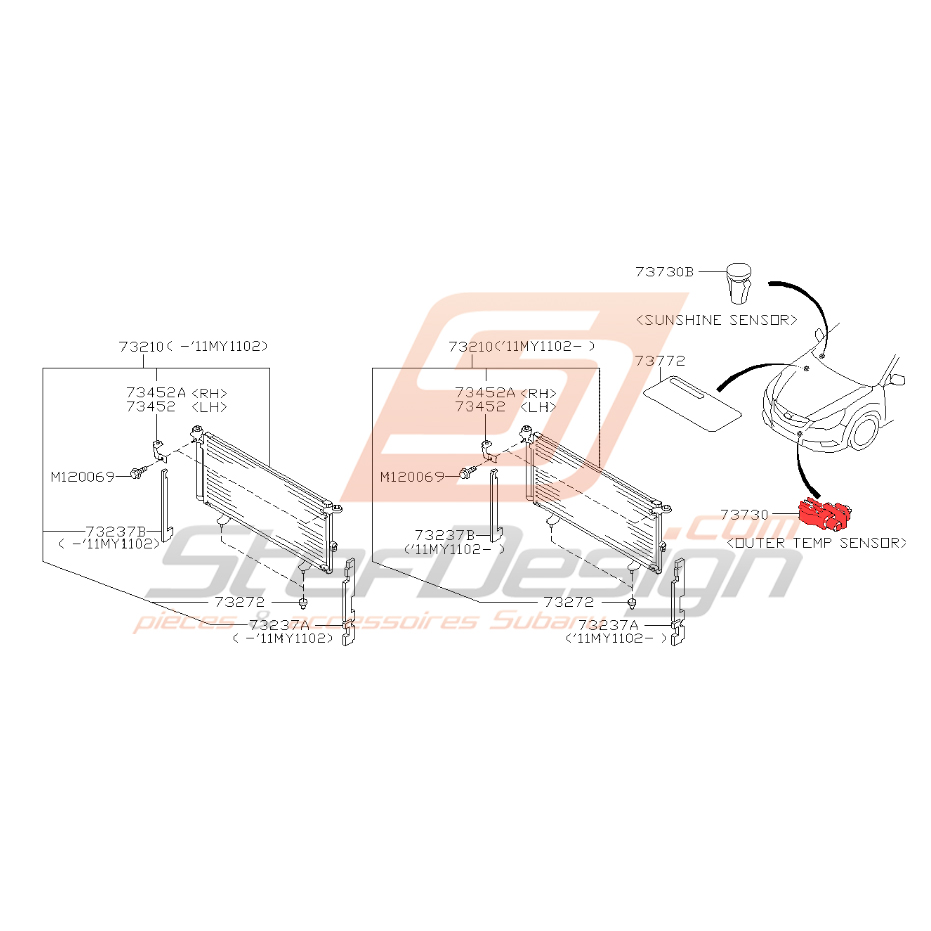 Capteur de température extérieure pour Subaru legacy 2010
