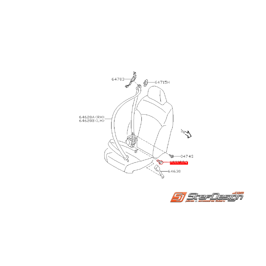 Vis de fixation de d'enrouleur de ceinture avant SUBARU XV 2015