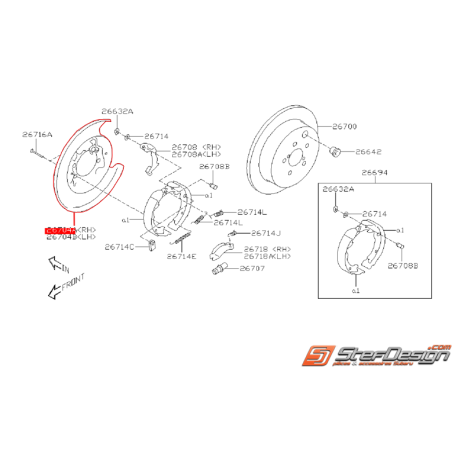 Flasque de disques arrière SUBARU STI 15-17