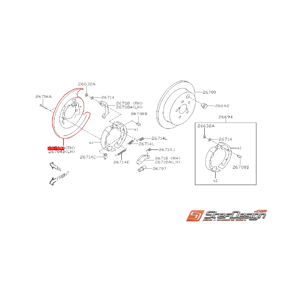 Flasque de disques arrière SUBARU STI 15-17