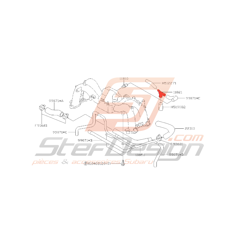 Connecteur de durite Impreza GT 1999-2000