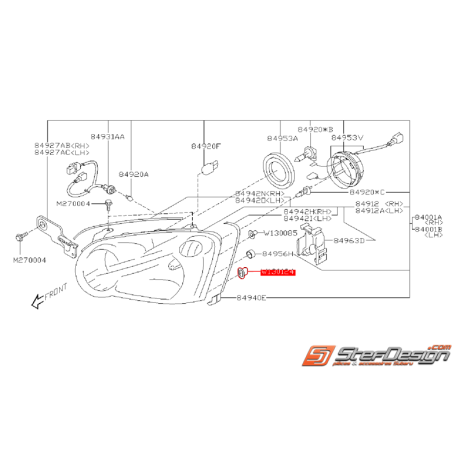 Clips de fixation de phare SUBARU WRX/STI 03-05 