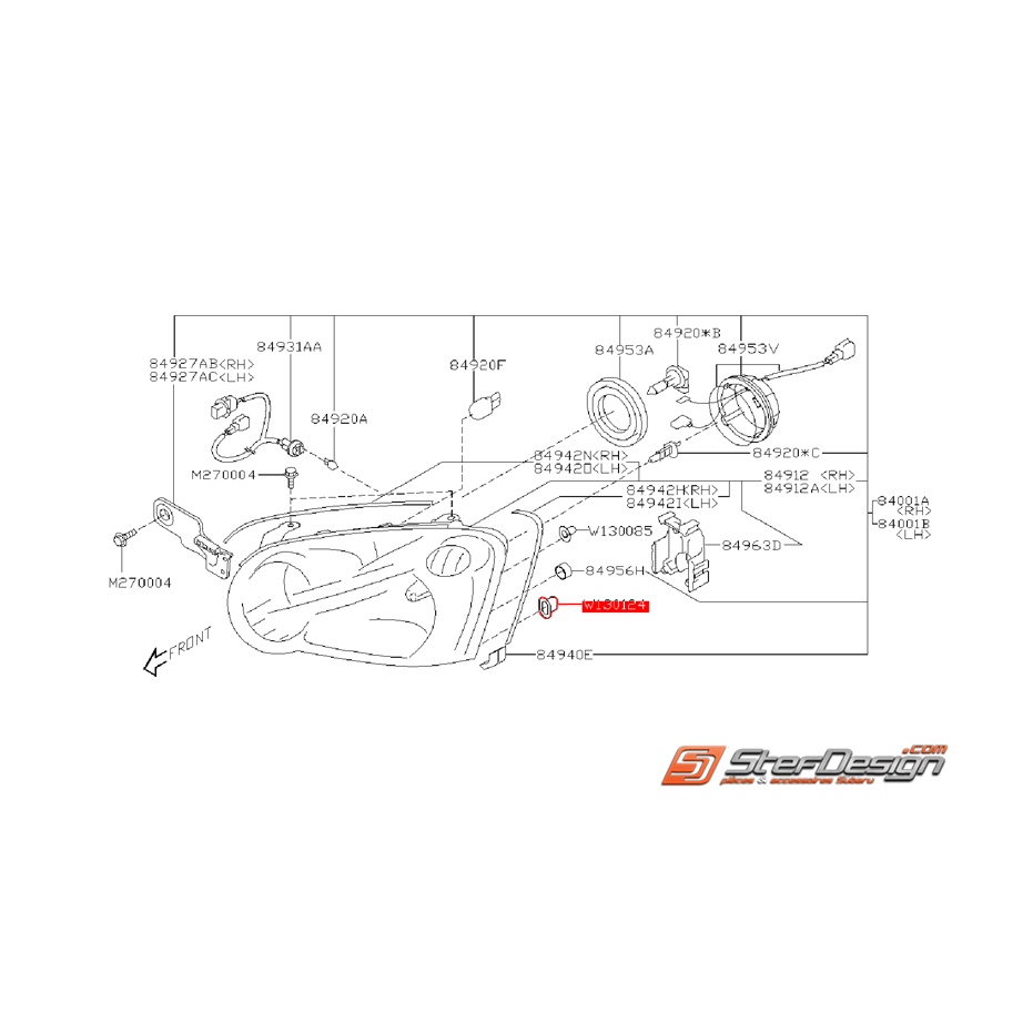 Clips de fixation de phare SUBARU WRX/STI 03-05 