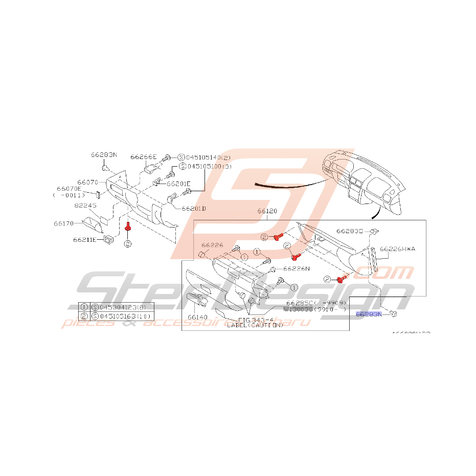 Vis de tableau de bord GT 1998-2000