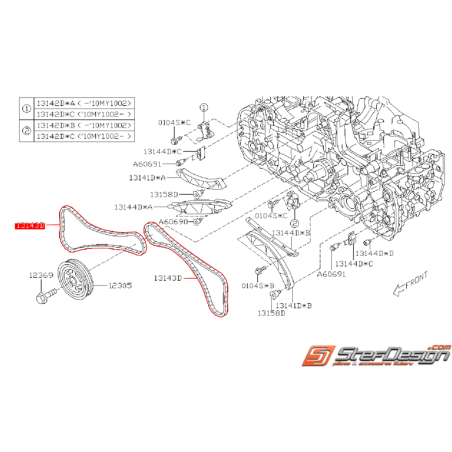 Chaîne de distribution SUBARU FORESTER 2009 Diesel