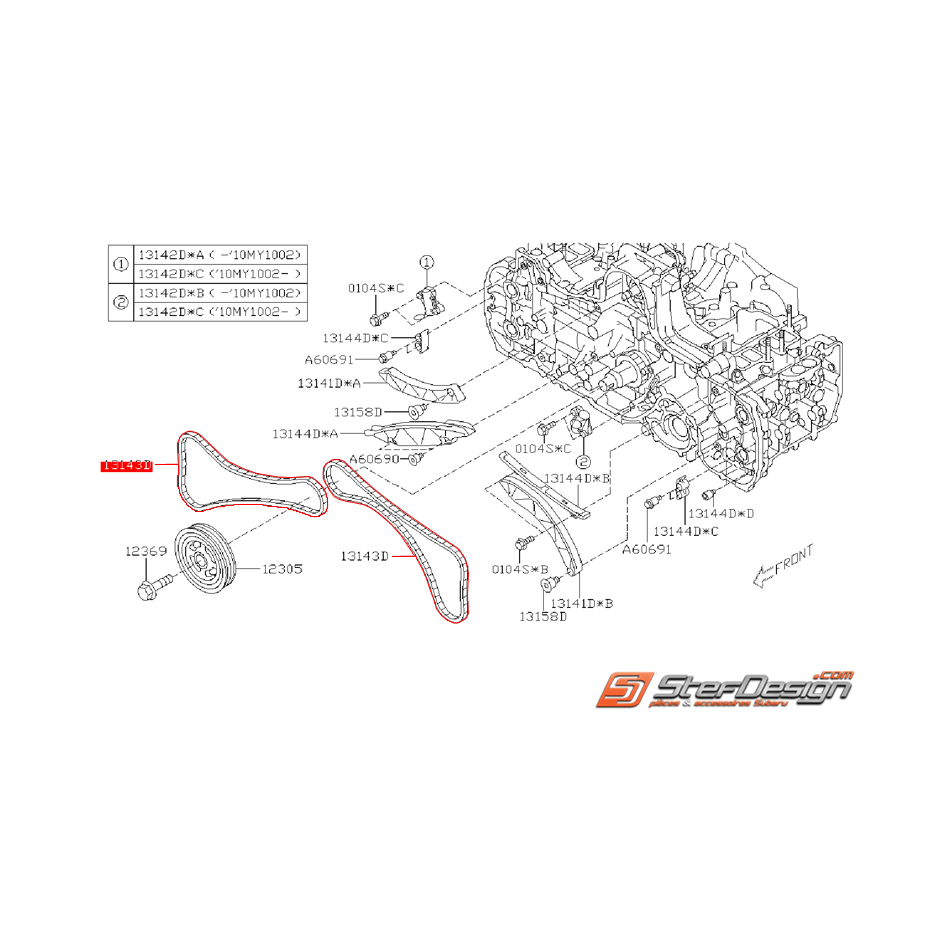 Chaîne de distribution SUBARU FORESTER 2009 Diesel