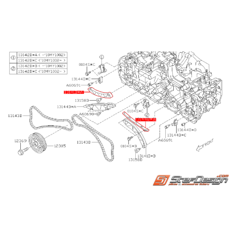 Guide supérieur de chaîne de distribution SUBARU FORESTER 2009 DIESEL